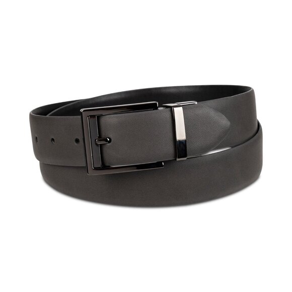 Alfani Men's Belt Small 30-32 Gray/Black Leather NWT - Picture 1 of 6